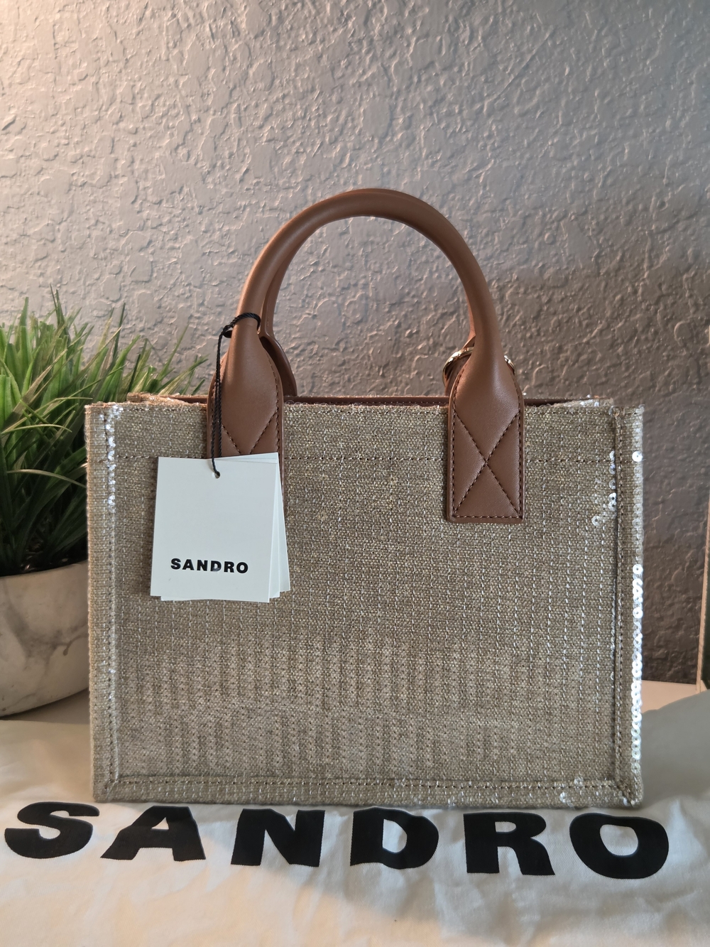 Sandro Paris New Kasbah Sequin Woven Mini Tote Crossbody Bag NWT - Picture 6 of 16